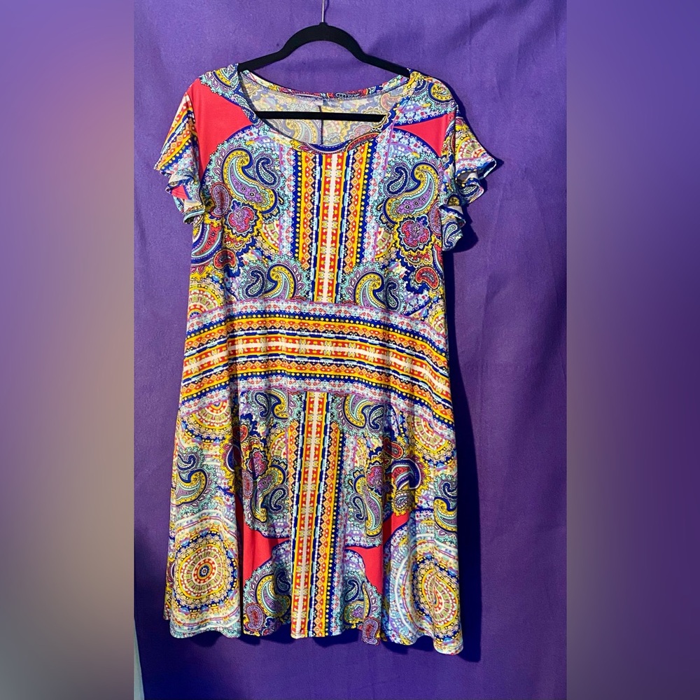 Vibrant Multicolor Paisley A-Line Dress by Melon